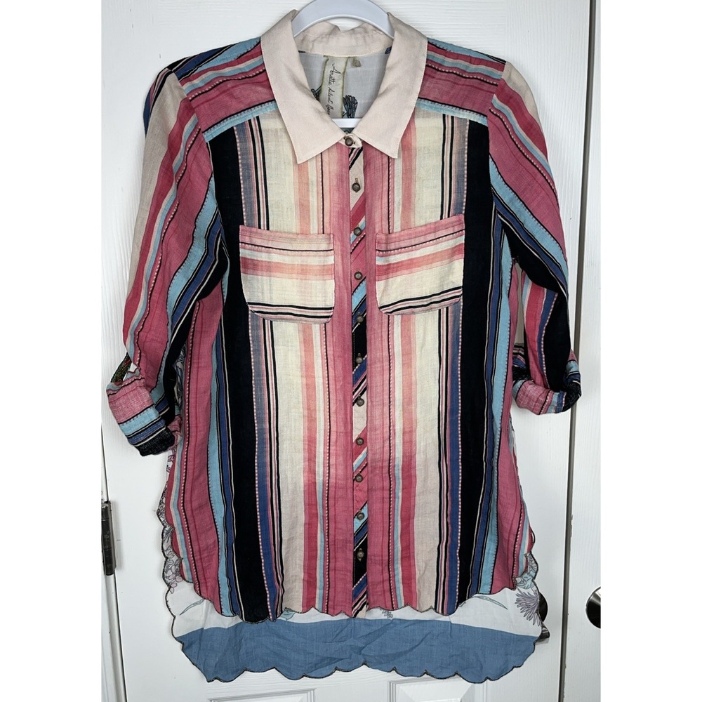Aratta You Are The One Shirt Women's M Anthropologie Floral Sequins Embroidered
